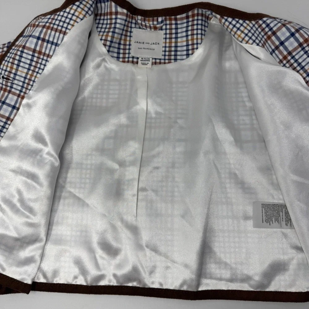Janie and‎ Jack Tan Plaid Lined Cape Toddler Girls 18-24M Ruffle Trim Pockets